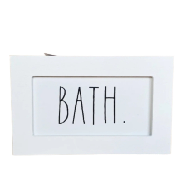 Rae Dunn BATH White Wooden Sign Decor, Size 8” X 5